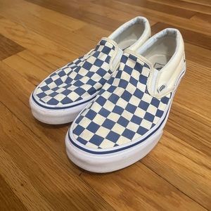Blue and white checkered Vans size 7